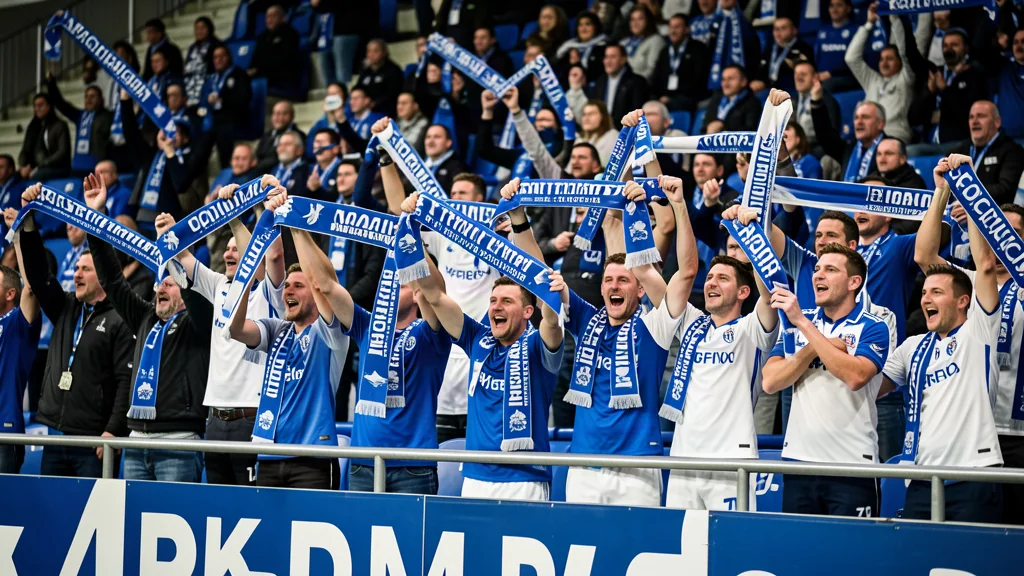 Torcida azul e branco no estádio